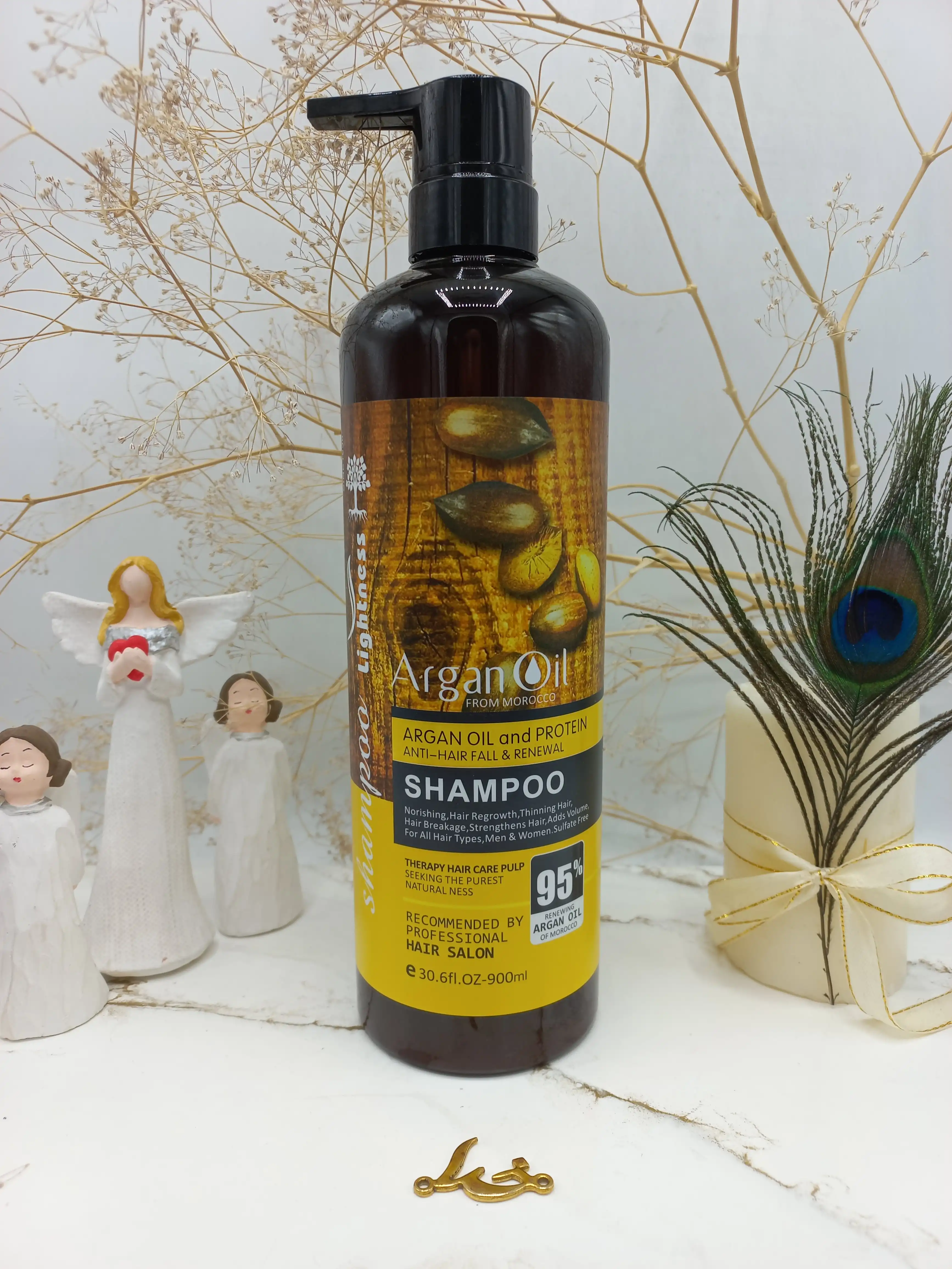 شامپو روغن آرگان کراتینه اصلی مراکشی ساخت اسلواکی لایتنس 900 میل 95% ARGAN OIL (بدون کارتن)